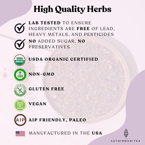 AutoimmuniTea – AIP Stress Relief, Bedtime Blend for Restful Sleep, Calming Tea for Stress, Lavender, Tulsi, Passion Flower Organic Blend - 15 Tea...