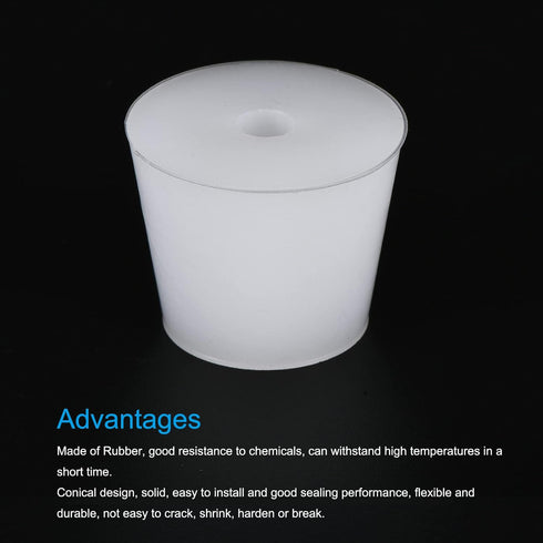 MECCANIXITY Silicone Rubber Tapered Plug 28mm to 37mm with Hole White for Powder Coating, Painting, Anodizing, Plating, Sandblasting, Laboratory U...