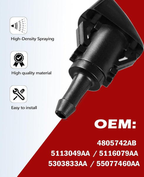 Xislet Windshield Washer Nozzle and Hood Insulation Retainers, Windshield Sprayer Nozzle for Jeep, Dodge Ram, Chrysler Pt Cruiser Replaces OEM #: ...