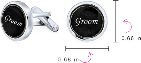 BEST MAN Or GROOM Script Words Round Black White Shirt Cuff Links For Men Groomsmen Wedding Party Gift Brass Bullet Hinge Back...