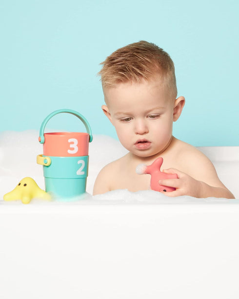 Simple Joys by Carter's Stacking Buckets and Ocean Squirties Bath Toy Bundle, One Size...
