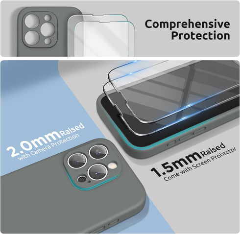 SURPHY Designed for iPhone 15 Pro Max Case with Screen Protector and Lanyard, Phone Strap and Liquid Silicone Phone Case (Camera Protective + Soft...