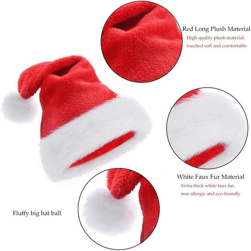 LOKIPA Christmas Santa Hat for Kids, Soft Plush Xmas Santa Hat for kids with Thicken Classic Fur (15X11 Inch for Age 3+ Child)...