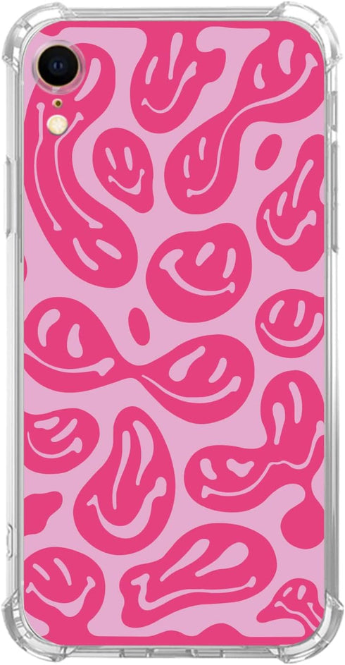 Pink Melting Smile Face Case Compatible with iPhone XR, Aesthetic Trippy Smiling Face Case for iPhone XR for Teens Men and Women, Cool Trendy TPU ...