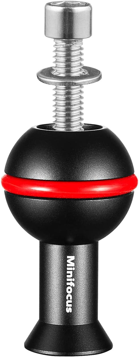 1" Ball Adapter with M6 & 1/4" Threaded Stud, Aluminum Alloy Fixed Ballhead Mount Adapter for Action Camera & Camcorder Compatible Underwater Tray...