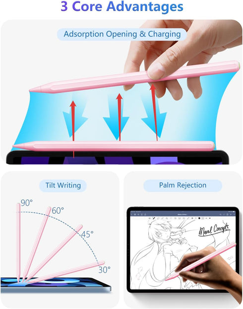 Stylus Pen for iPad with Magnetic Wireless Charging, Same as Apple Pencil, iPad Pencil 2nd Generation Compatible with iPad Pro 11 in 1/2/3/4, iPad...