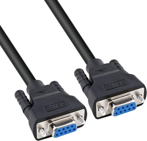 DTECH 6 ft RS232 Serial Cable Female to Female 9 Pin Straight Through (Black, 2 Meters)...