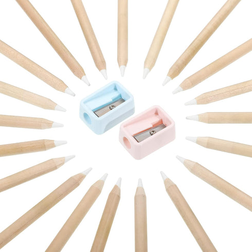 Tenare 20 Pieces White Chalk Pencil Set Highlight Charcoal Pencil with Sharpener and Container for Drawing, Sketching, Blending, Beginners and Art...