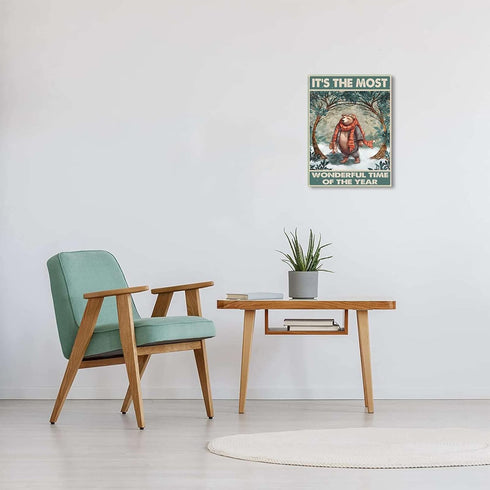 YLUYINOM Retro Tin Sign Brown Bear It's The Most Wonderful Time of The Year Metal Tin Sign Farmhouse Yard Garden Coffee Bar Decor 6X8 inch-Tin Pai...