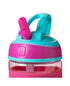 Nuby Thirsty Kids Flip-it Freestyle On the Go Water Bottle with Bite Resistant Hard Straw Cup and Easy Grip Band, Pink Donuts, 12 Ounce...