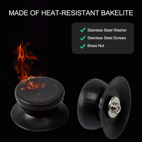 uxcell 2pcs Lid Knobs Pans Pots Cover Grip Lids Replacement Heat Resistance Plastic Knob Handle for Kitchen Bakeware Assessories Cover Black Great...