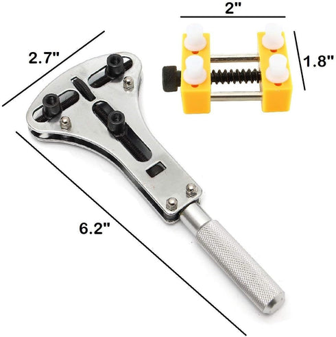 Set of Watch Repair Kit, 3 Point Wrench Screw Case Remover Tool, Adjustable Watch Back Case Opener, Battery Replacement and Movement Holder, Heavy...