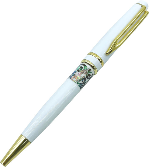 Inlay Mother of Pearl Design Handmade Ballpoint Pen Retractable Executive Gift Deluxe Rollerball Point Black Ink (White)...