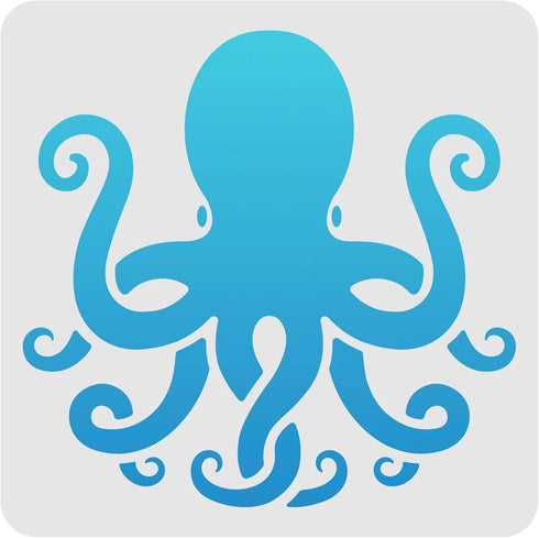 FINGERINSPIRE Octopus Drawing Painting Stencils Templates 11.8x11.8 inch Plastic Stencils Decoration Square Reusable Ocean Theme Stencils for Pain...