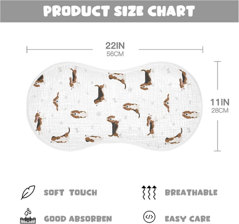 Basset Hound Dog Pattern Muslin Burp Cloths for Baby 1 Pack Soft 100% Cotton Baby Washcloths Bibs for Boy Girl...