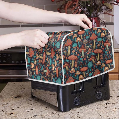 Toaster Cover 4 Slice Forest Mushroom Wide Slot Toaster Covers Wide Slot Toaster Appliance Cover Machine Washable with Hang Loop (16x16")2PCS...