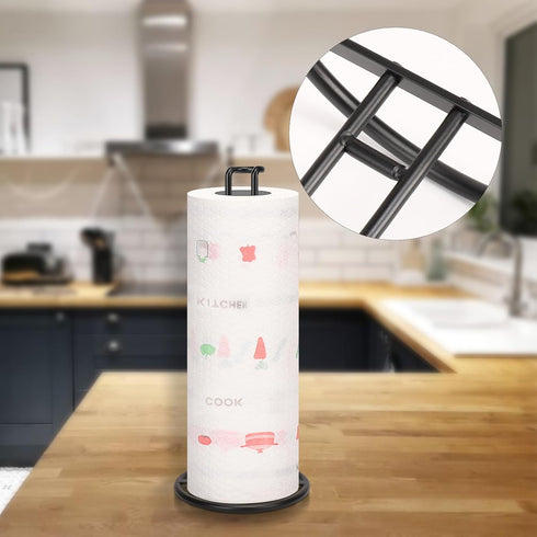 NearMoon Paper Towel Holder/Stand Dispenser, Sturdy, All Metal, Standard or Jumbo-Sized for Kitchen Countertop, Farmhouse, Living Room (1 Pack, Ma...