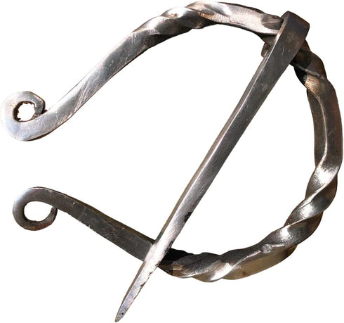 Medieval Hand - Forged Penannular Iron Brooch Fibula, Norse Cloak, Scarf-Shawl Pin, Cloak Clasp, Celtic, Renaissance Viking Age Jewelry Halloween ...