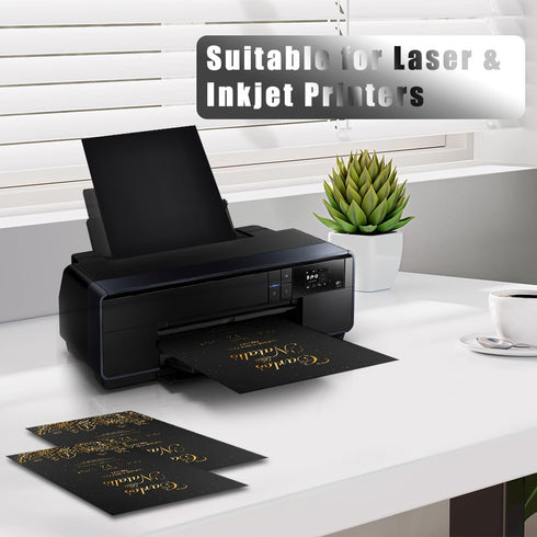 30 Sheets Black Cardstock, 8.5 x 11 Card Stock, 92lb/250gsm Thick Cover Stock, Heavyweight Printer Paper for Invitations, Scrapbooking, Crafting, ...