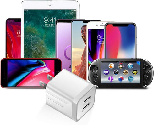 USB Wall Charger, Loxdn 2-Pack Dual Port USB Wall Plug Charging Block Adapter Charge Cube Brick Box Compatible with iPad/iPhone/iPod, Samsung, LG,...