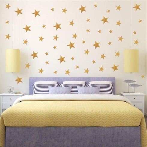 117Pcs Gold Stars Wall Decal Stars Pattern DIY Wall Stickers for Kids Rooms Home Decor...