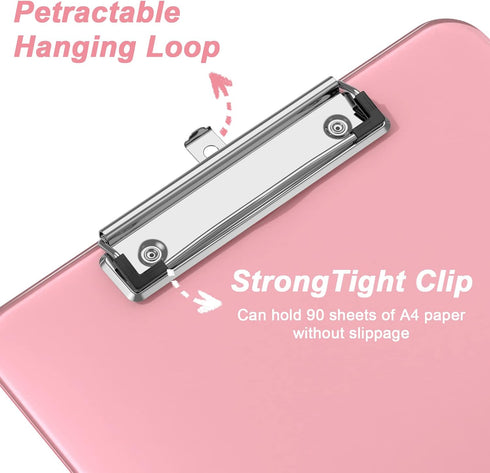 Rimilak Plastic Clipboards with Low Profile Metal Clip, Translucent Clip Board, 12.5 x 9 Inch Letter Size | Office Supply | back to school, Pink...