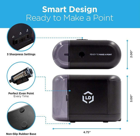 LD Products Home and Office Electric Pencil Sharpener Designed for No. 2 Pencils and Colored Pencils USB Rechargeable...