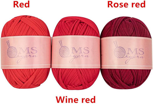 2 Skein M-S Thick Knitting Yarn, Elastic Fabric Cloth T Shirt Yarn, Spaghetti Yarn for Hand DIY Bag Blanket Cushion Crocheting Projects, 3.3 Ounce...