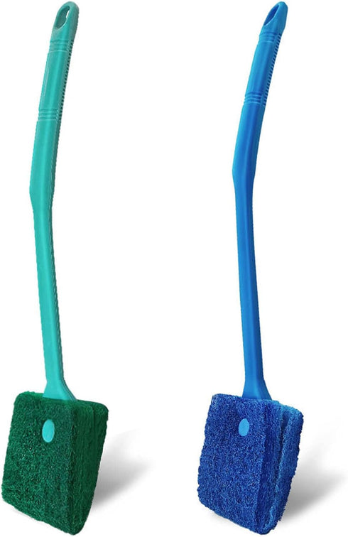 Aquarium Cleaning Brush - 2 PCS Fish Tank Cleaning Brush Double-Sided Sponge Brush Long Handle Fish Tank Scrubber for Aquariums and Home...