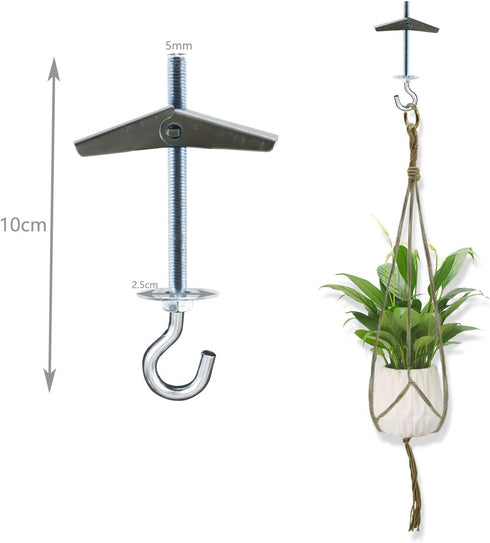 Alovexiong 4 Pack Carbon Steel Plasterboard Ceiling Hooks Spring Toggle Wing Bolts Hanger Wall Ceiling Installation Cavity Wall Fixing Anchors Cei...