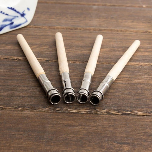 1Pc Light Brown Wooden Pencil Extender,Adjustable Art Pencil Lengthener,Pencil Extender Holder with Aluminum Handle for Colored Pencils Crayon Pen...