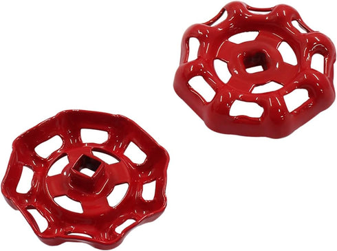 2Pcs Red Round Wheel Handle Hose Bib Handle 6x6mm Iron Outside Faucet for Valve Shafts Replacement Parts...