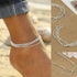 Boho Anklets Silver Layered Ankle Bracelets Turquoise Beach Foot Jewelry Adjustable for Women and Girls...