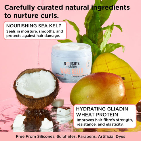 Noughty 97% Natural Wave Hello Curl Butter 3-in-1 Treatment, Moisturising Hair Mask, Leave-In Conditioner and Post Shampoo Conditioning Wash, Sulp...