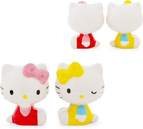 Sanrio Hello Kitty and Mimmy Ceramic Salt and Pepper Shakers, Set of 2 | Spice Dispenser Storage Canisters...