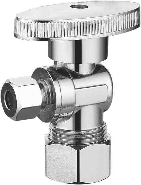 4 Pack Angle Stop Valve 1/2" Nominal Comp x 3/8" OD Comp,Quarter Turn Angle Stop Valve,Chrome Plated Brass,for Bathroom Toilet Kitchen Shower Plum...