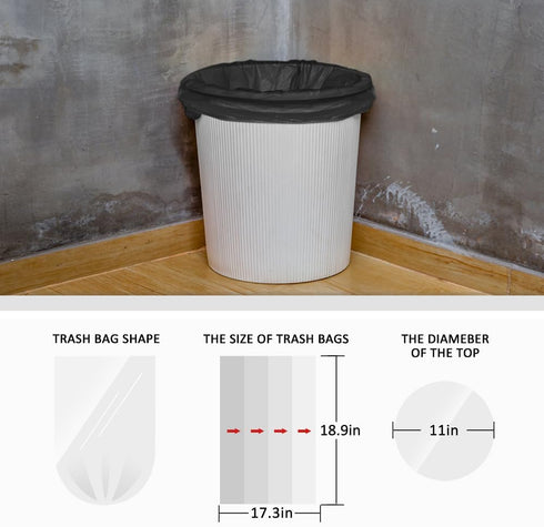 2 Gallon 100 Counts Strong Trash Bags Garbage Bags by Teivio, Bathroom Trash Can Bin Liners, Small Plastic Bags for home office kitchen, Black...