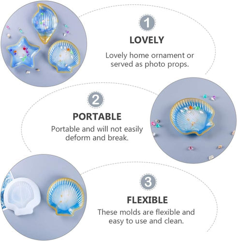 EXCEART Seashell Resin Mold Silicone Mold Fondant Mold Jewelry Organizer Silicone Display Stand Tray Crystal Epoxy Casting Mould Trinket Holder St...