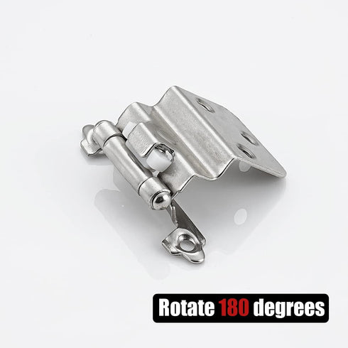 JQK 3/8 Inch Inset Cabinet Door Hinges Satin Nickel, 4 Pack 2 Pairs Flush Face Mount Cupboard Self-Closing Kitchen Cabinet Hardware Hinges with Do...