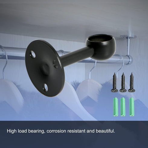 Aopin Closet Rod Brackets with Matte Black Finish - 19mm / 0.75" Wardrobe Supports, Curtain End Flange Holder - Stainless Steel Closet Pole Socket...