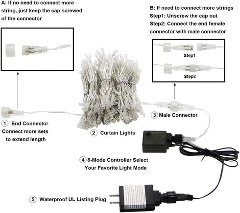 Twinkle Star 6.6x9.8ft 300 LED Curtain Lights, Fairy String Lights with Remote Control, Timer, for Wedding Party Bedroom Home Garden Bedroom Indoo...