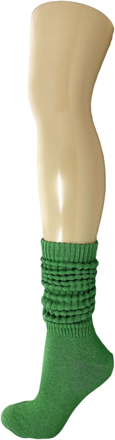 AWS/American Made 2 Pairs Cotton Slouch Socks Scrunch Knee High Socks Shoe Size 5-10...