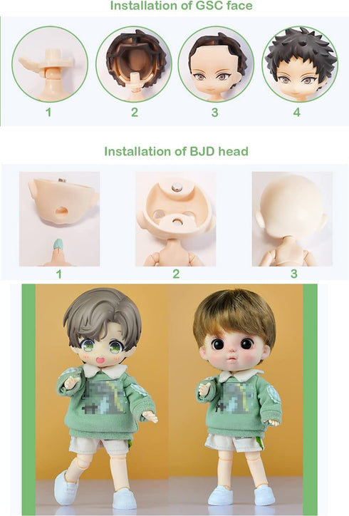 1/12 Scale BJD Doll Body 9.6cm/11cm YMY2 Body Action Figures Replacement Body Doll Accessories (Normal White,11cm)...