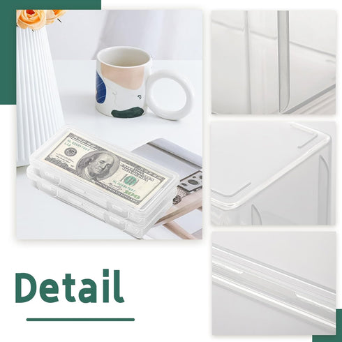 2 PCS Plastic Storage Case with 100 PCS Clear Paper Money Holder, Thicken Paper Money Currency Collection Sleeves Protector Bag with Money Storage...