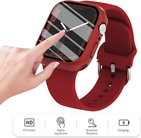 FULLIFE 6-Pack Waterproof Case for Apple Watch Series 9 8 7 45mm with Tempered Glass Screen Protector, iWatch Full Protective Hard PC Bumper Case ...