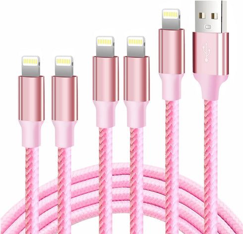 cugunu iPhone Charger, 5 Pack 3/3/6/6/10FT Apple MFi Certified USB Lightning Cable Nylon Braided Fast Charging Cord Compatible for iPhone 14/13/12...