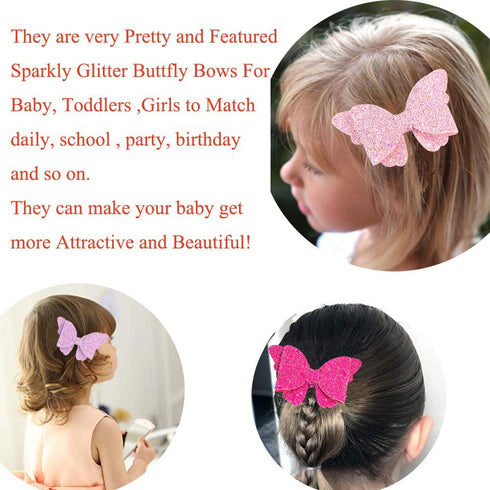Yazon Baby Girls Glitter Bows Clips Sparkly Butterfly Bows Hair Clips for Toddler Kids Teens 8pcs...