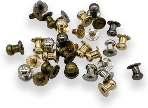 Yoliko 40 Pack 4 Color Round Phillips Head Button Stud Screws 6x7.8x8mm Chicago Screws Nail Rivet Leather Button Brass Rivets for DIY Leather Craf...