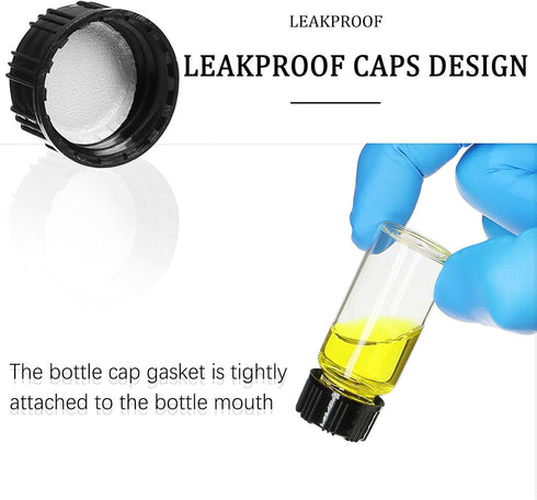 0.3 Oz Clear Glass Vials with Screwcap Empty Bottles Liquid Sample Glass Bottles for Travel, Pack of 10...