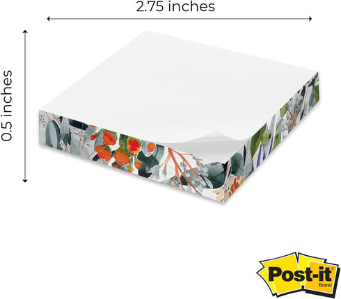Modern Floral Slim Sticky Note Stacks / 3 Vibrant Botanical Designs / 110 Sheets Per Pad / 2.75" Square Tropical Memo Blocks/Cheery Floral Prited ...